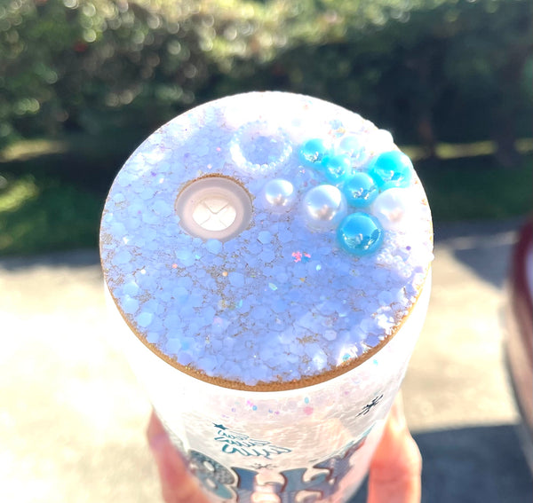 Holly Jolly Season 20 oz. Glass Snow Globe Tumbler