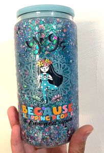 Yoga 16 oz. Glitter Glass Snow Globe Tumbler