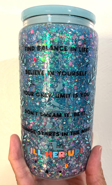 Yoga 16 oz. Glitter Glass Snow Globe Tumbler