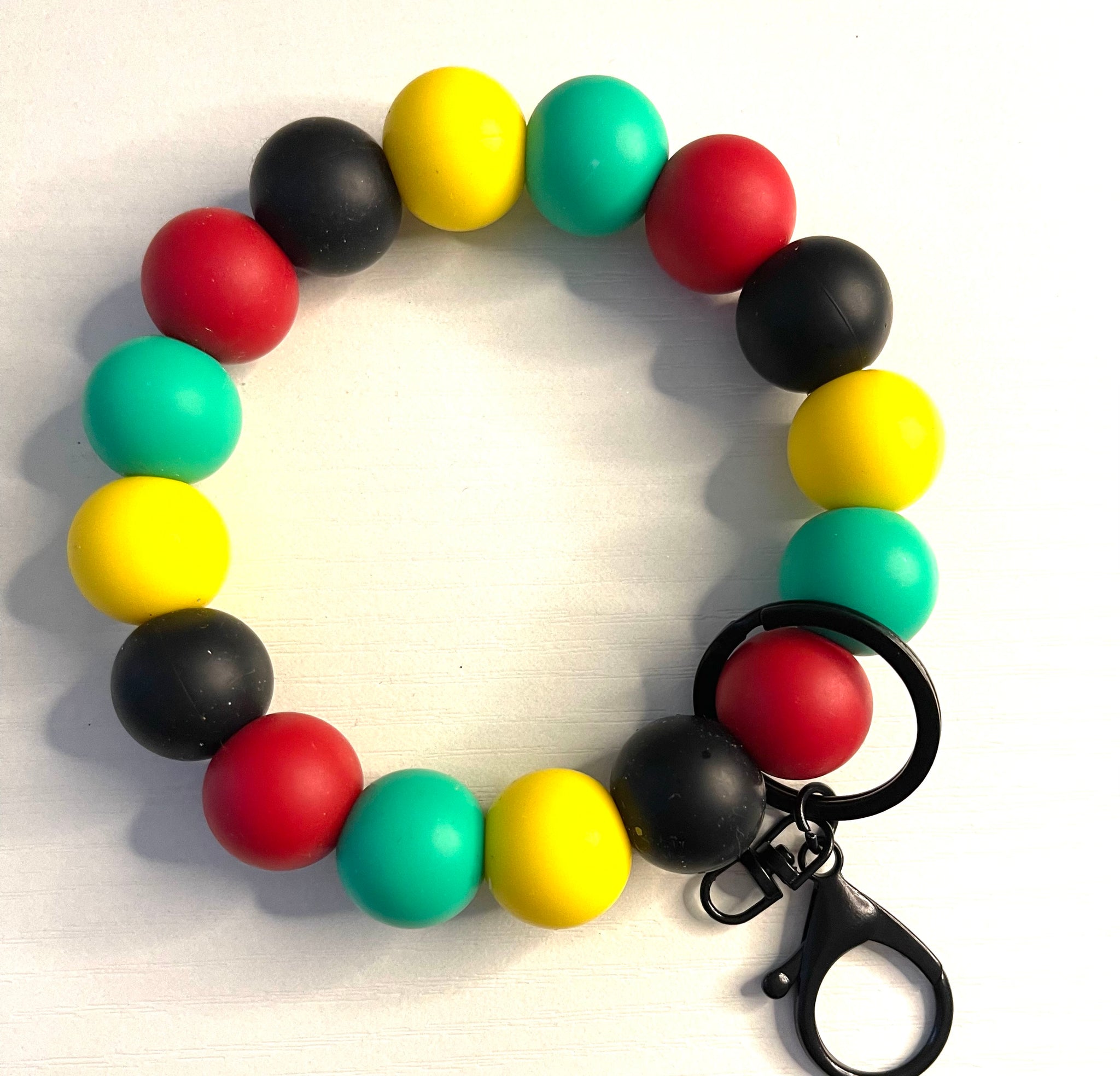 19mm Chunky Bead Black History Wristlet Keychain