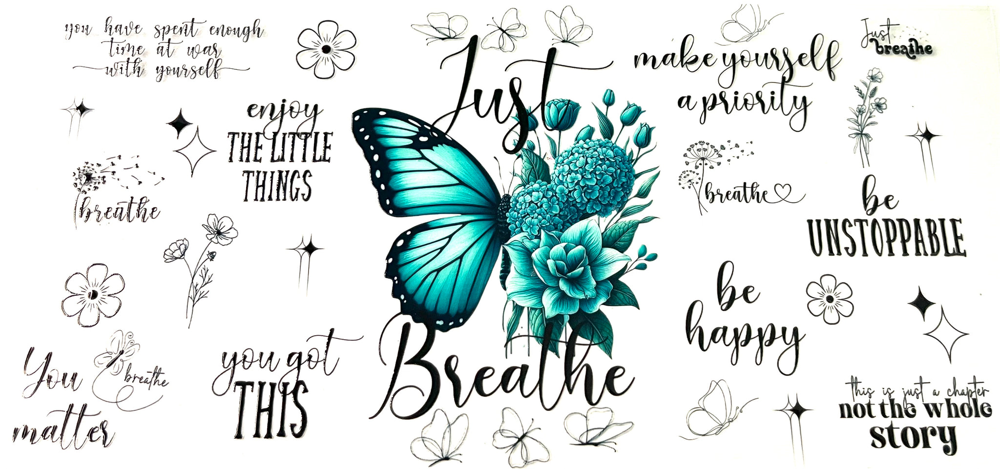 #312 Just Breathe Butterfly UVDTF Tumbler Wrap