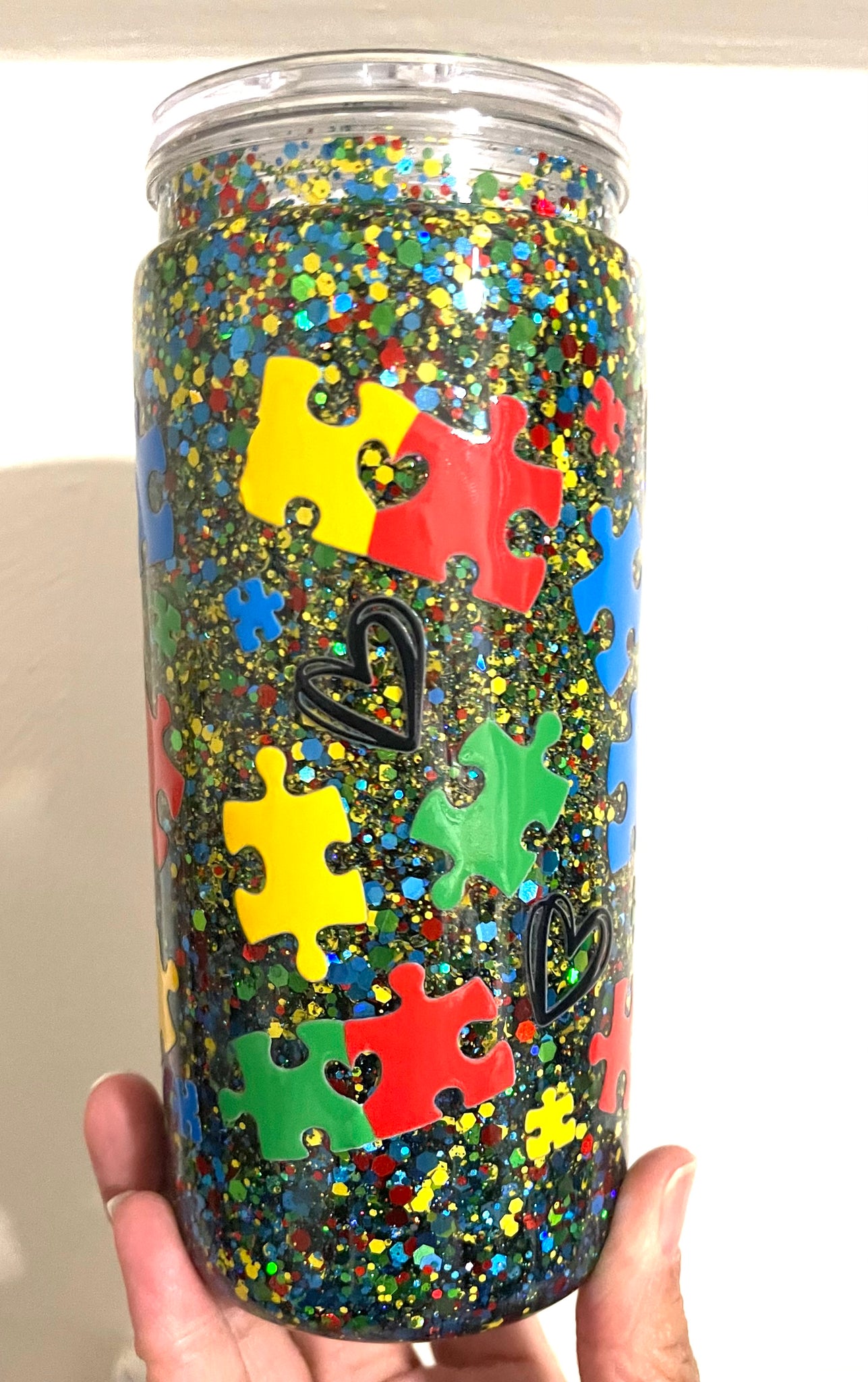 20 oz. Acrylic Snow Globe Tumbler Autism Awareness