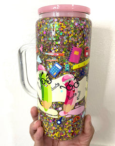 20 oz. Snow Globe With Handle Glass Dancing Pencils Tumbler
