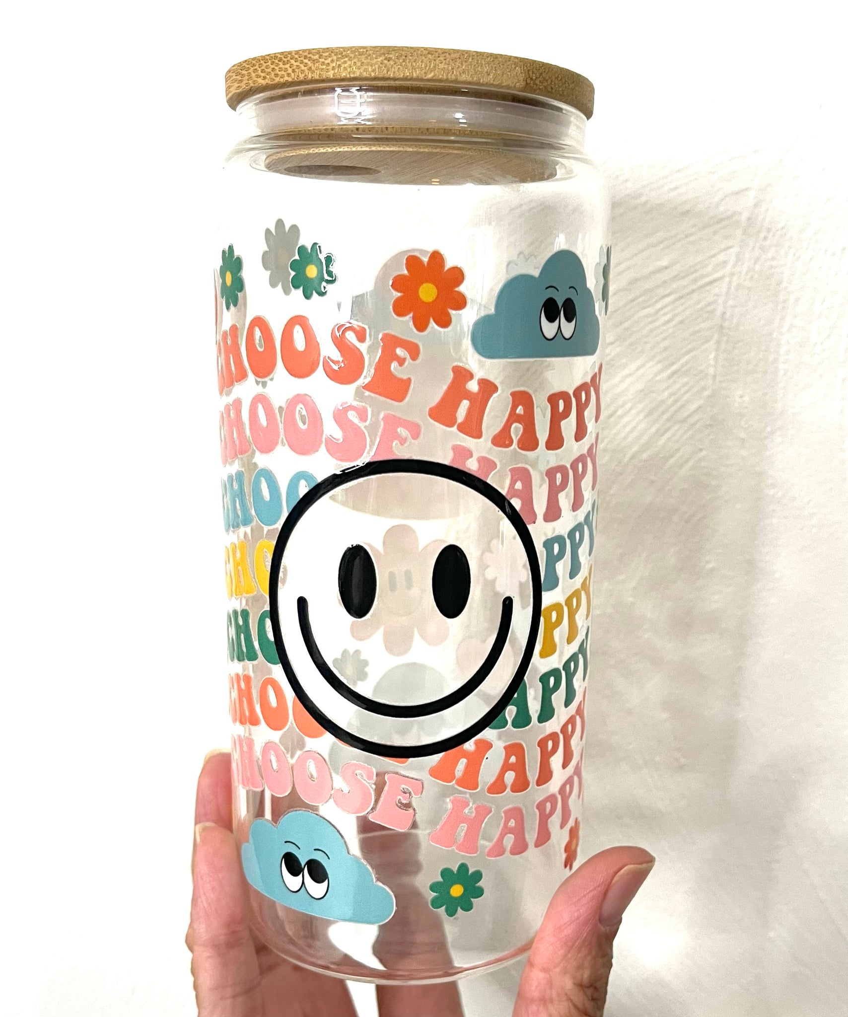 Choose Happy 20 oz. Glass Tumbler (Non snow globe)