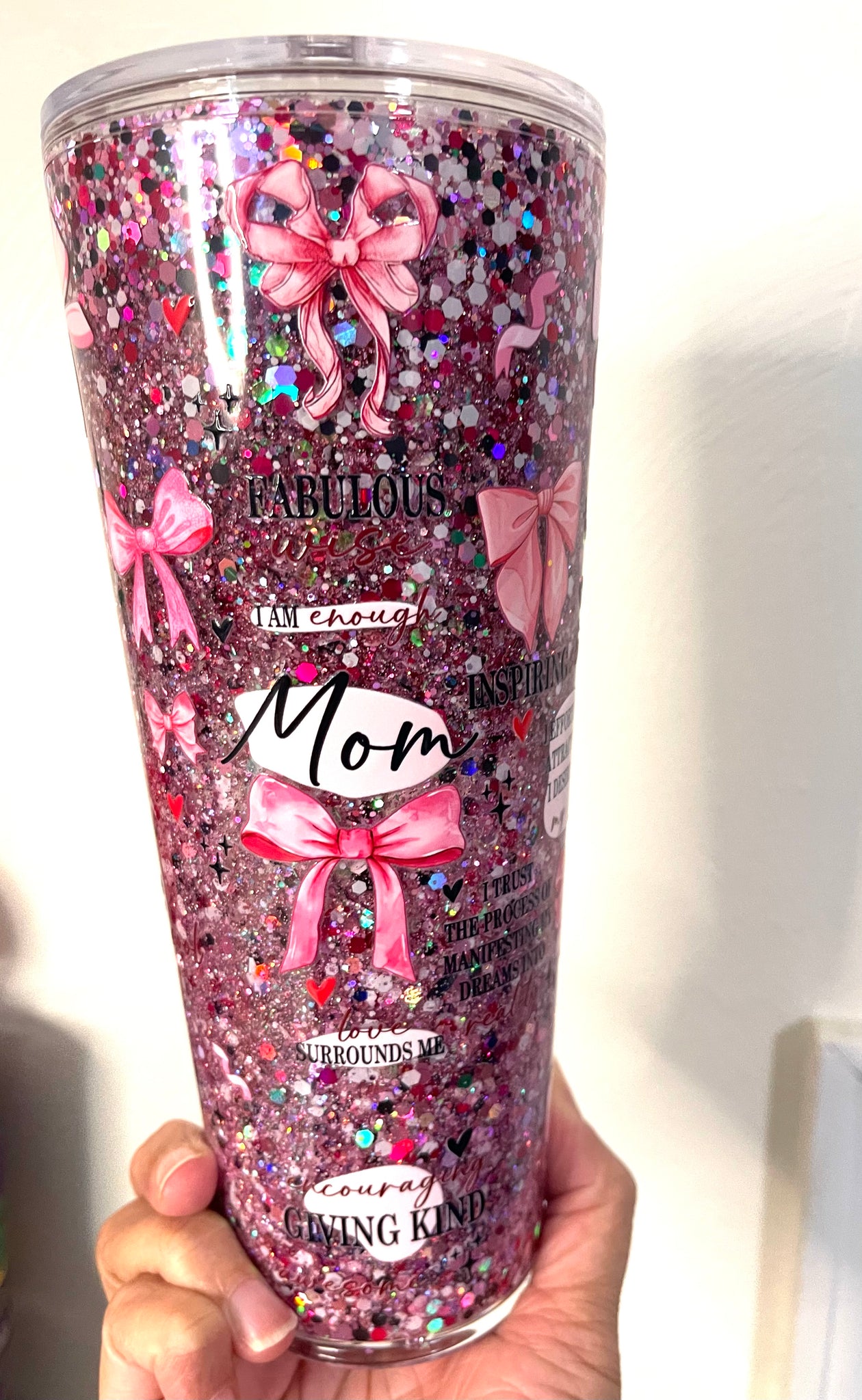 24 oz. Mom Affirmations Acrylic Snow Globe Tumbler
