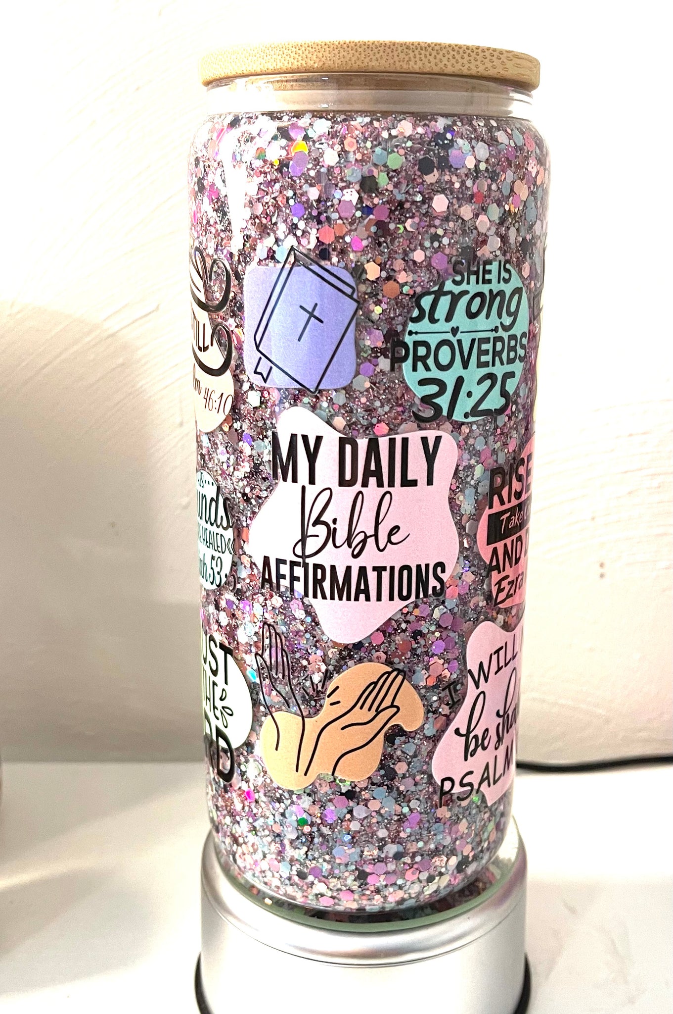 20 oz. Bible Affirmations Glass Tumbler