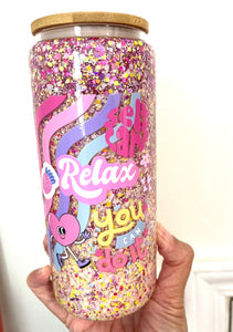 20 oz. Glass Snow Globe Tumbler Self Care Affirmations