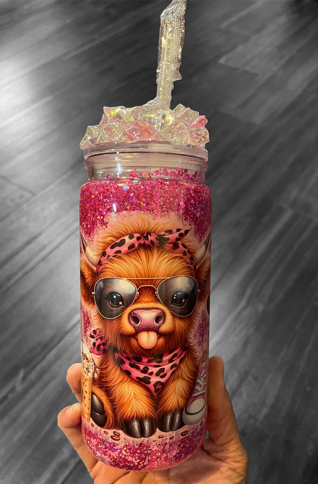 Highland Cow 20 oz. Acrylic Snow Globe Tumbler